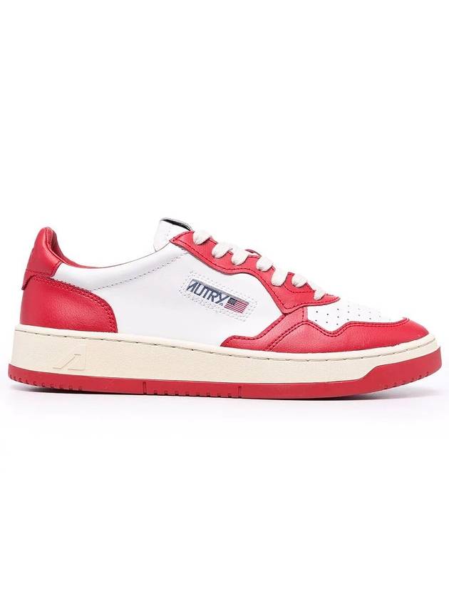 Men's Medalist Low Leather Sneakers White Red - AUTRY - BALAAN 1
