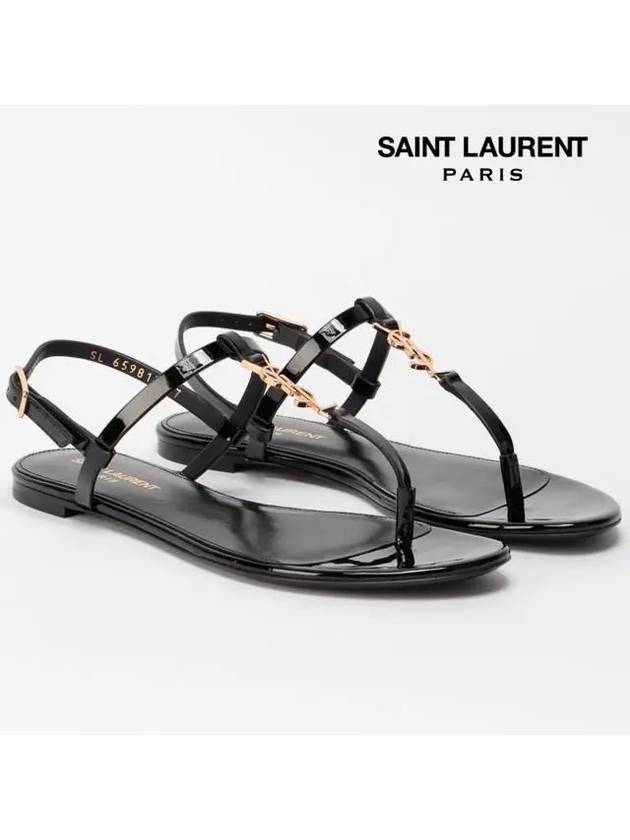 Women's Monogram Cassandra Sandals Black - SAINT LAURENT - BALAAN 6