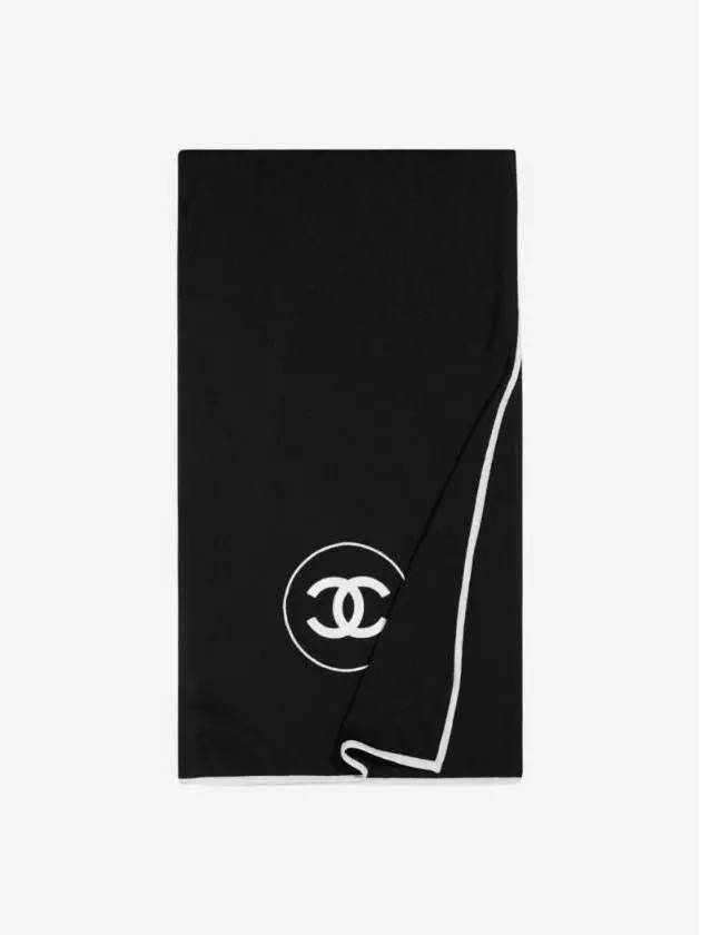 CC Logo Cashmere Silk Scarf Black - CHANEL - BALAAN 3