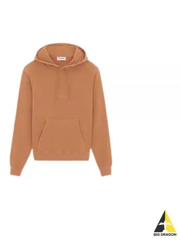 Embroidered Logo Cotton Hoodie Light Orange - SAINT LAURENT - BALAAN 2