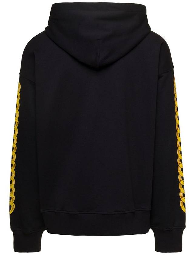 Hoodie With Printed Logo And Chain Motif In Black Cotton Man - VERSACE - BALAAN 2