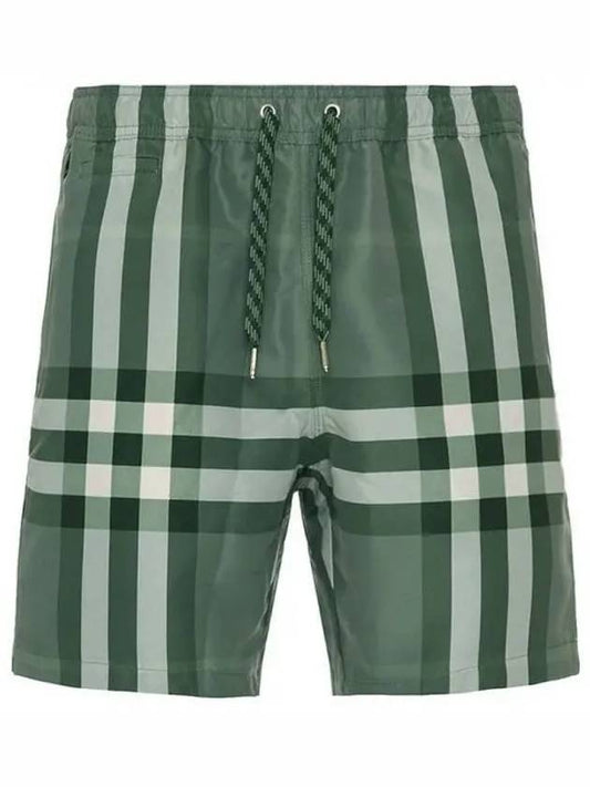 Men's Martin Check Swim Shorts Green - BURBERRY - BALAAN 2