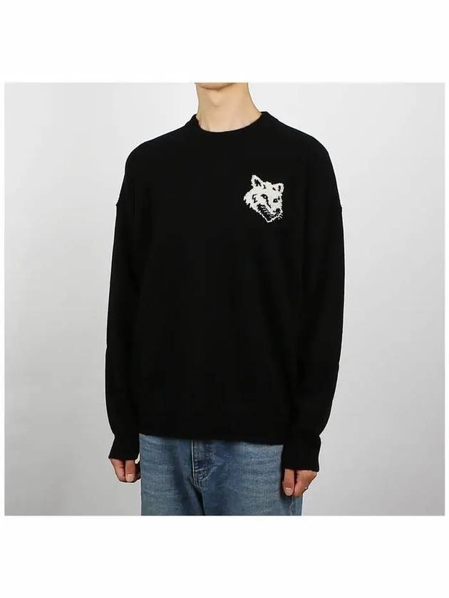 Intarsia Fox Head Comfort Knit Top Black - MAISON KITSUNE - BALAAN 3