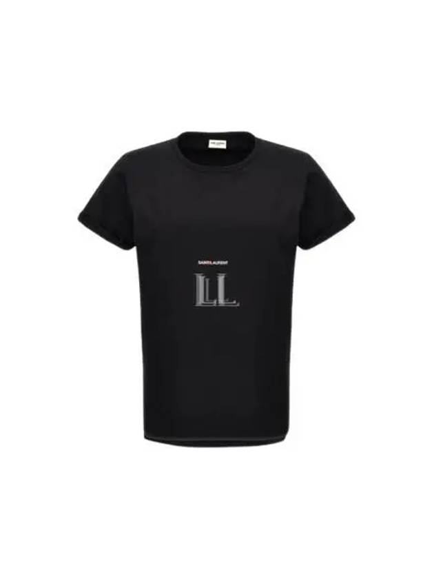 Men's Small Logo Short Sleeve T-Shirt Black - SAINT LAURENT - BALAAN 2