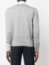 Men's Fine Merino Wool 4 Bar Cuff V-Neck Cardigan Grey - THOM BROWNE - BALAAN 5