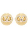 V Logo Signature Strass Earrings Gold - VALENTINO - BALAAN 2