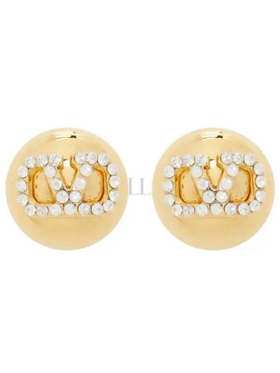 V Logo Signature Strass Earrings Gold - VALENTINO - BALAAN 2