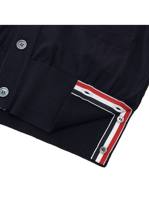 Men's Sustainable Classic Diagonal Wool Cardigan Navy - THOM BROWNE - BALAAN 9