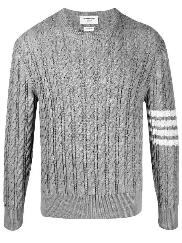 Diagonal Armband Cable Knit Top Grey - THOM BROWNE - BALAAN 6