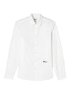 Embroidered Logo Cotton Long Sleeve Shirt White - KENZO - BALAAN 1