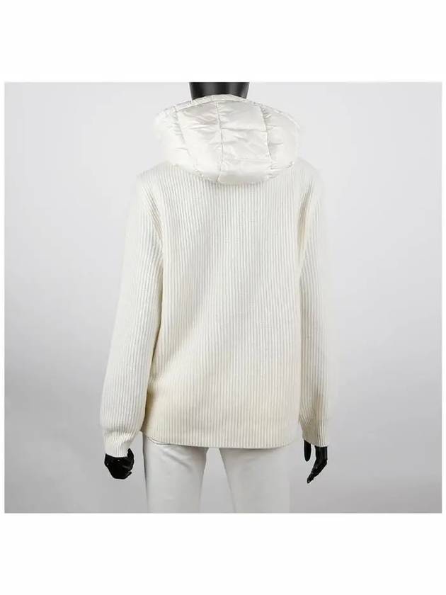 Padded Wool Hooded Cardigan White - MONCLER - BALAAN 5