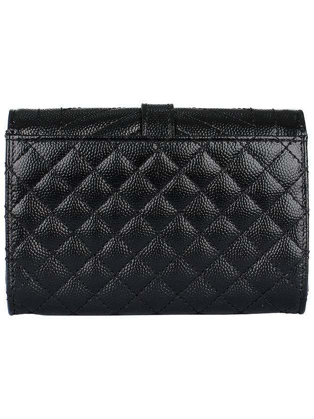 Matelasse Monogram Envelope Small Half Wallet Black - SAINT LAURENT - BALAAN 5