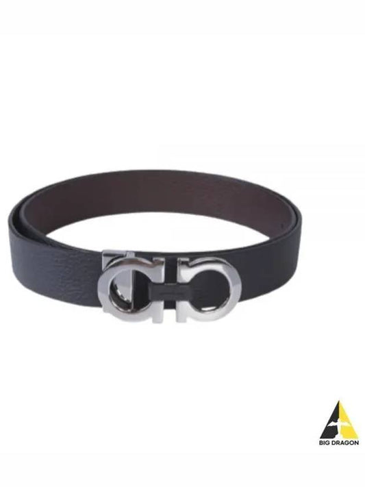 Reversible Gancini Belt Black Hickory - SALVATORE FERRAGAMO - BALAAN 2