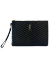 Monogram Chevron Gold Clutch Plated Medium 559193 CWU01 - SAINT LAURENT - BALAAN 1