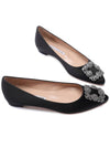 Hangisi Satin Jewel Buckle Flat Black - MANOLO BLAHNIK - BALAAN 6