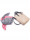 Basket Raffia Stripe Embroidery Gingham Oxford Scarf Tote Bag Natural - THOM BROWNE - BALAAN 6