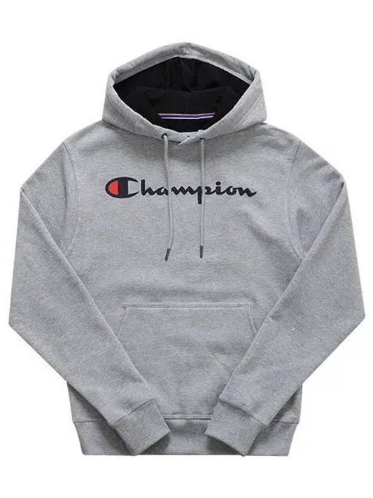 Men's Powerblend Scripted Logo Hooded Oxford Gray - CHAMPION - BALAAN 1