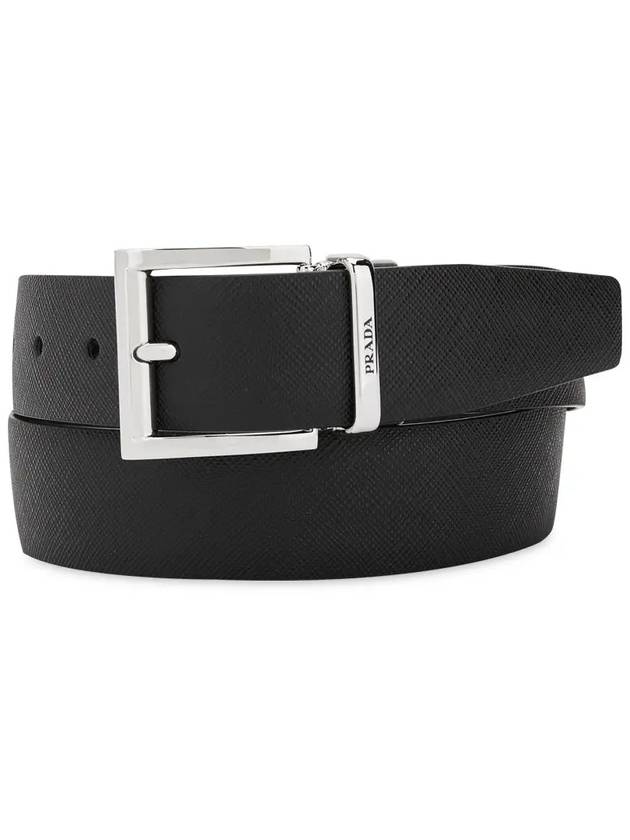 Two-Tone Reversible Saffiano Belt Baltic Blue - PRADA - BALAAN 4