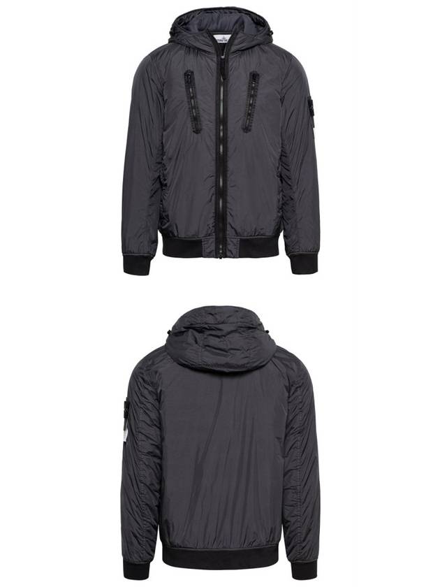 Garment Dyed Crinkle Reps Nylon Down Hooded Jacket Charcoal - STONE ISLAND - BALAAN 5