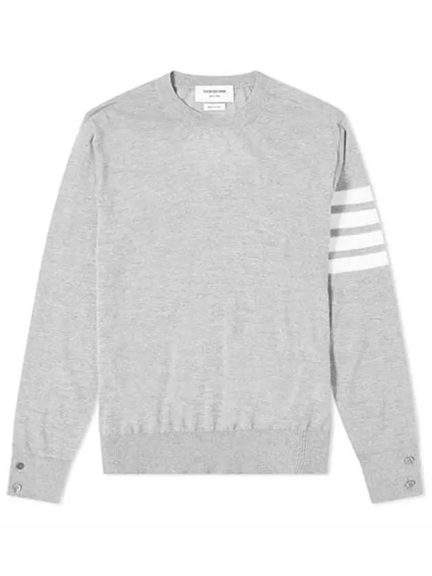 4 Bar Stripe Classic Wool Knit Top Light Grey - THOM BROWNE - BALAAN 2