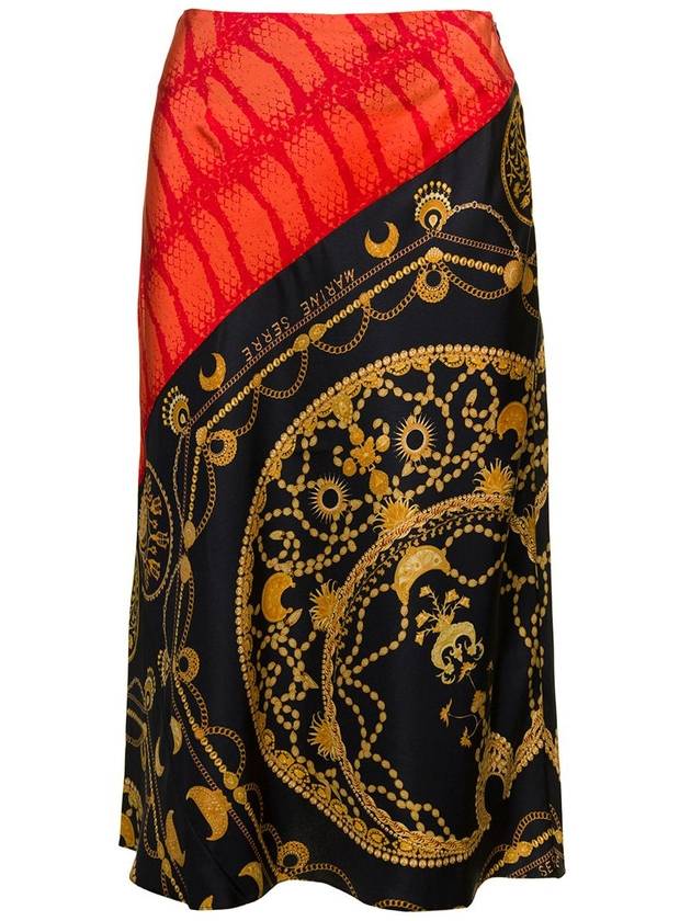 Midi Multicolor Skirt With All-Over Ornament Jewelry Print In Silk Woman - MARINE SERRE - BALAAN 1