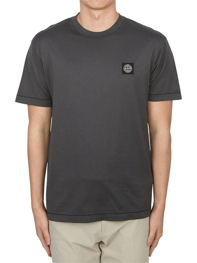 Logo Patch Short Sleeve T-Shirt Charcoal - STONE ISLAND - BALAAN 2