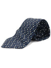 100 silk navy flower pattern tie - SAINT LAURENT - BALAAN 2