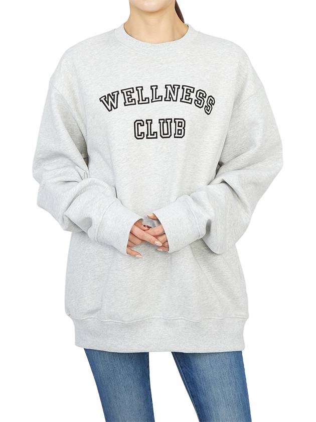 Wellness Club Flock Crew Neck Cotton Sweatshirt Light Grey - SPORTY & RICH - BALAAN 6