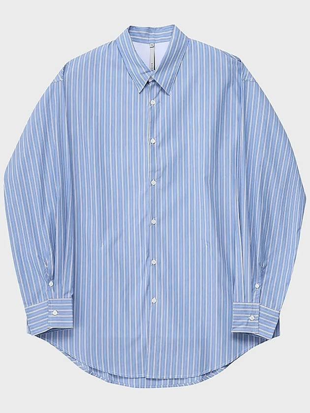 Layered double collar striped shirt blue - NOIRER - BALAAN 2