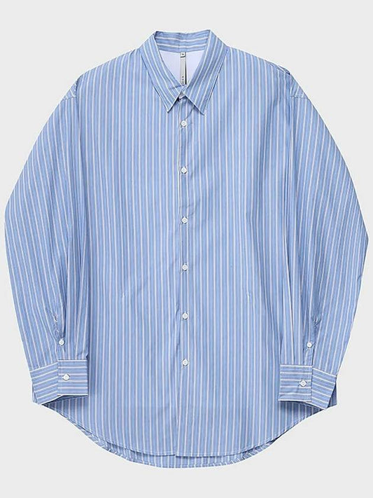 Layered double collar striped shirt blue - NOIRER - BALAAN 2