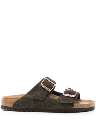 Arizona Suede Slider Slippers Dark Brown - BIRKENSTOCK - BALAAN 2