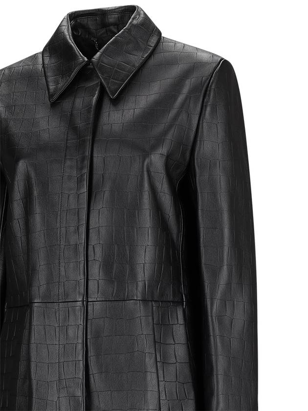 OVERSIZED TEXTURED LEATHER COAT - CALVIN KLEIN - BALAAN 3