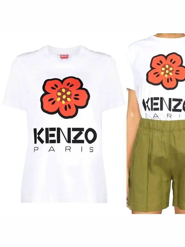 Women's Boke Flower Loose Fit Short Sleeve T-Shirt White - KENZO - BALAAN 2