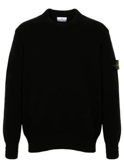 Round Neck Wappen Organic Knit Top Black - STONE ISLAND - BALAAN 2