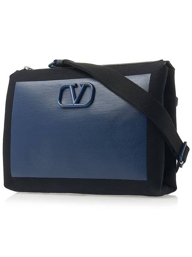 V Logo Fabric Cross Bag Navy Black - VALENTINO - BALAAN 3