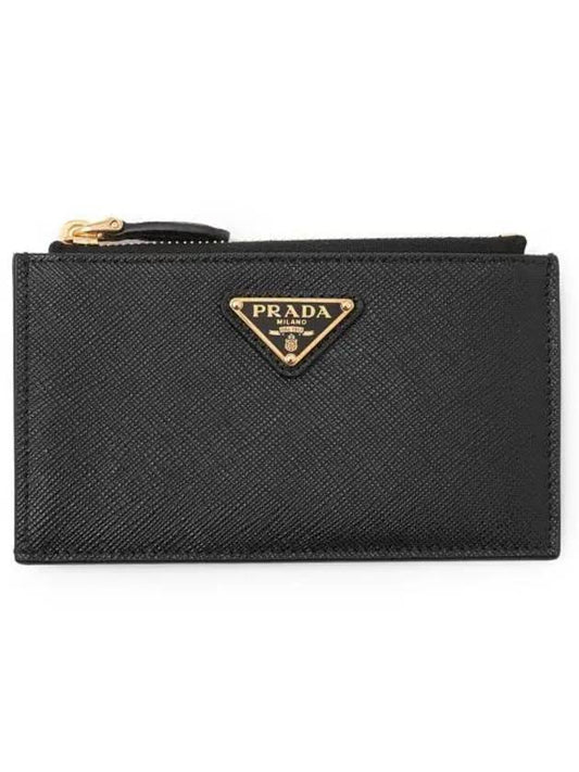 Saffiano Leather Card Wallet Black Silver - PRADA - BALAAN 2