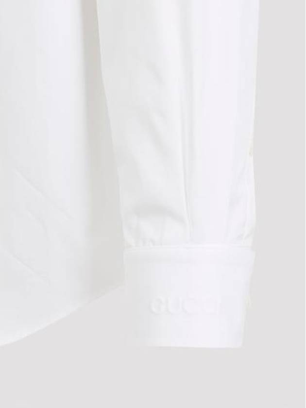 Embossed Cotton Poplin Long Sleeve Shirt White - GUCCI - BALAAN 7