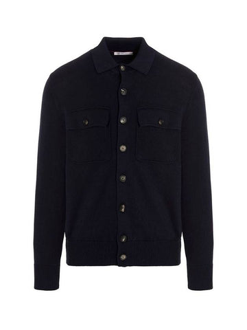 Flap Pocket Shirt Cardigan Navy - BRUNELLO CUCINELLI - BALAAN 1