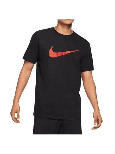 Authentic Swoosh Short Sleeve T-Shirt Black - NIKE - BALAAN 1