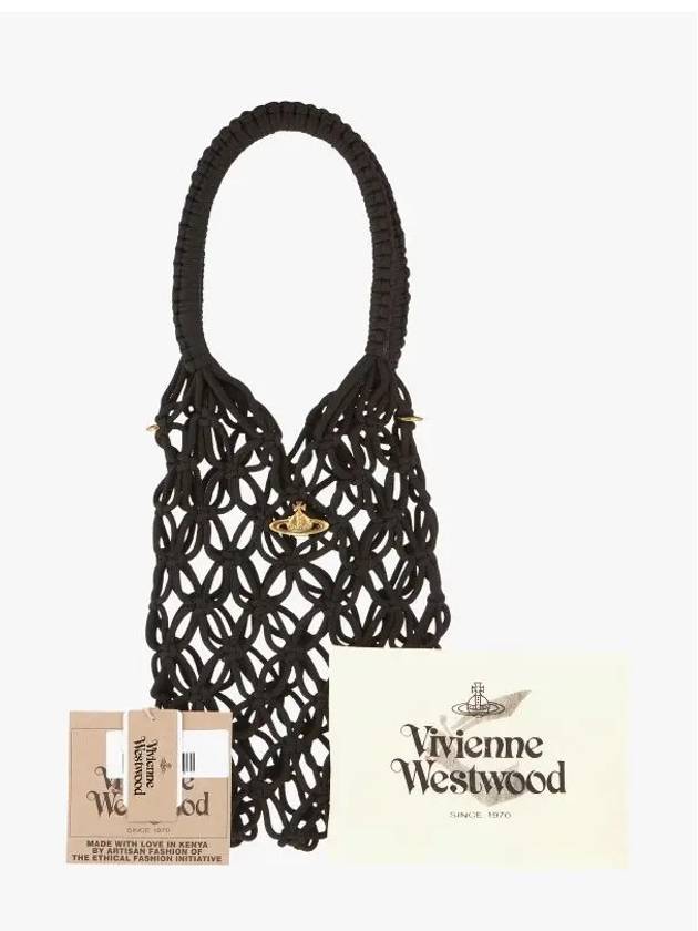 Women's Large Macrame Cotton Tote Bag Black - VIVIENNE WESTWOOD - BALAAN 5