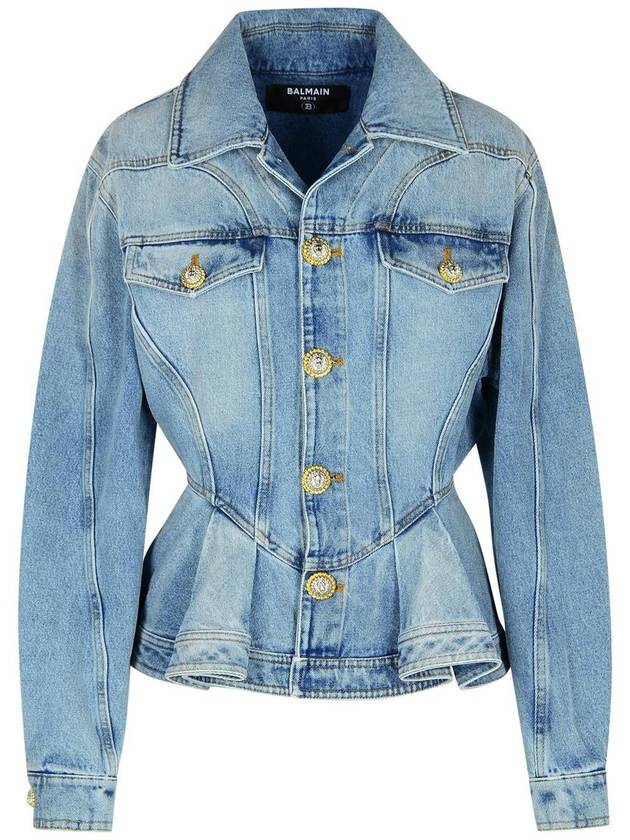 peplum denim jacket blue - BALMAIN - BALAAN 2