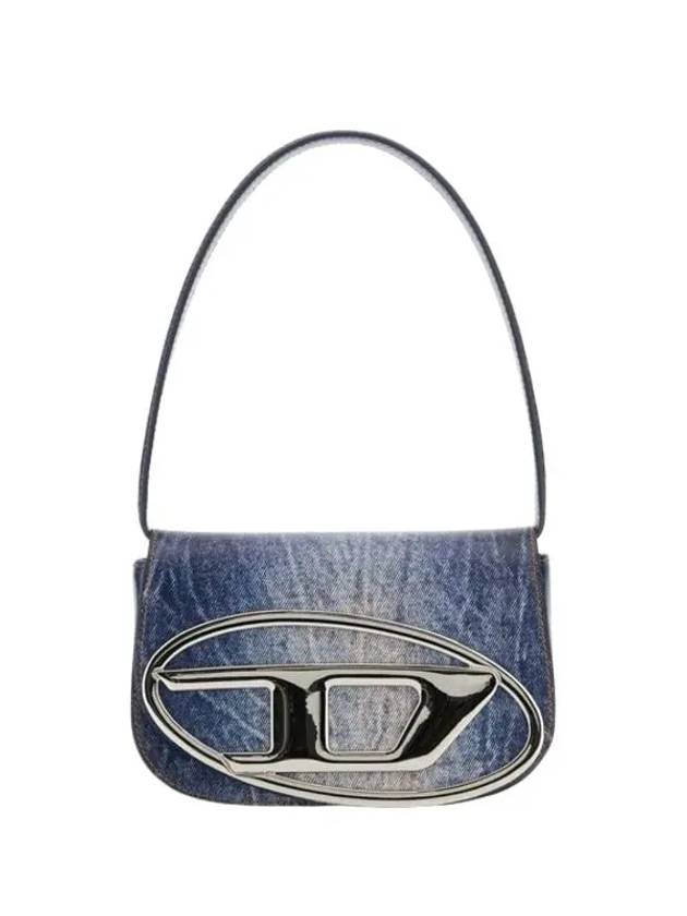 1DR Denim Print Leather Shoulder Bag Blue - DIESEL - BALAAN 2