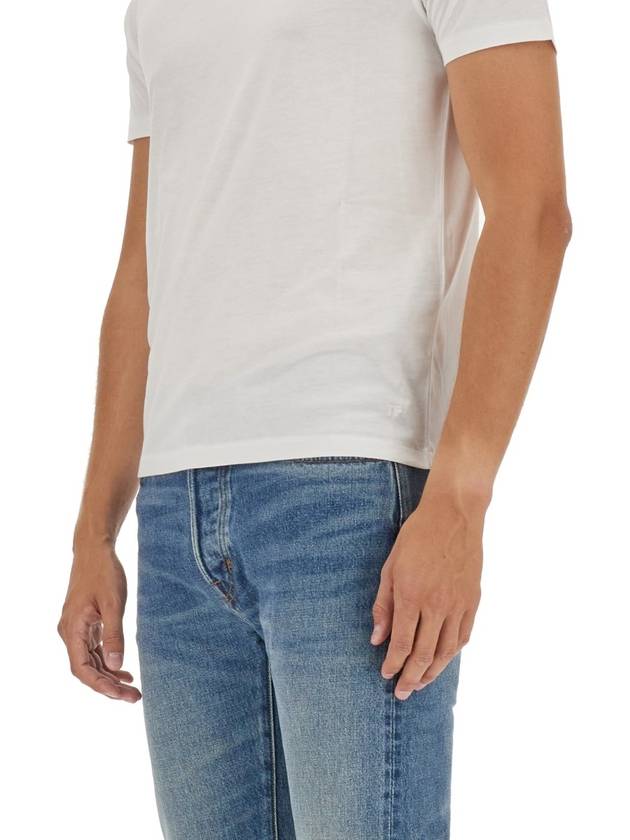 Men's Lyocell Round Neck Cotton Short Sleeve T-Shirt White - TOM FORD - BALAAN 5