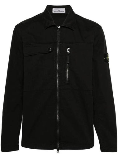 Supima Cotton Twill Stretch-TC Jacket Black - STONE ISLAND - BALAAN 1