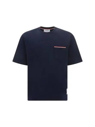 Cotton Oversized Pocket Short Sleeve T-Shirt Navy - THOM BROWNE - BALAAN 2