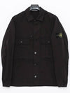 Stretch Cotton Wool Satin Over Long Sleeve Shirt Black - STONE ISLAND - BALAAN 4