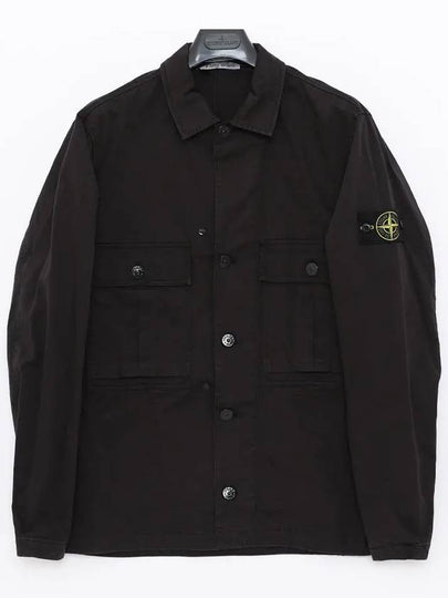 Stretch Cotton Wool Satin Over Long Sleeve Shirt Black - STONE ISLAND - BALAAN 2