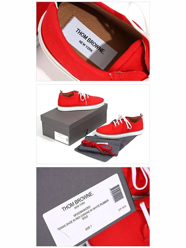 Canvas Low Top Sneakers Red - THOM BROWNE - BALAAN 6