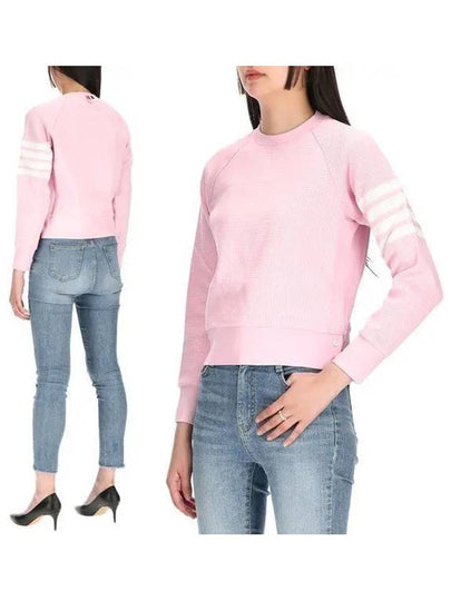 Women's Diagonal Wappen Crew Neck Sweatshirt Pink - THOM BROWNE - BALAAN 2