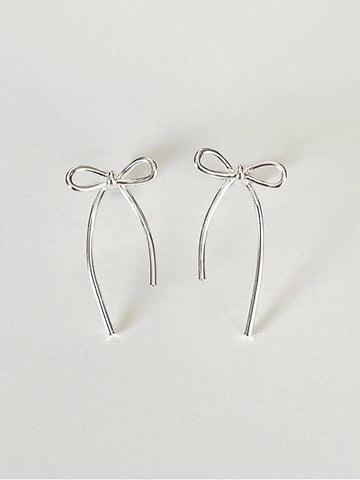 Women's Bow Drop Earrings Silver - ELYONA - BALAAN 1